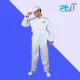 لباس کار سرهمی سفید کناف با گلدوزی +K سایز لارج ( L )
