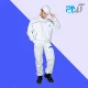 لباس کار دو تکه سفید کناف با گلدوزی +K سایز دوایکس لارج ( 2XL )