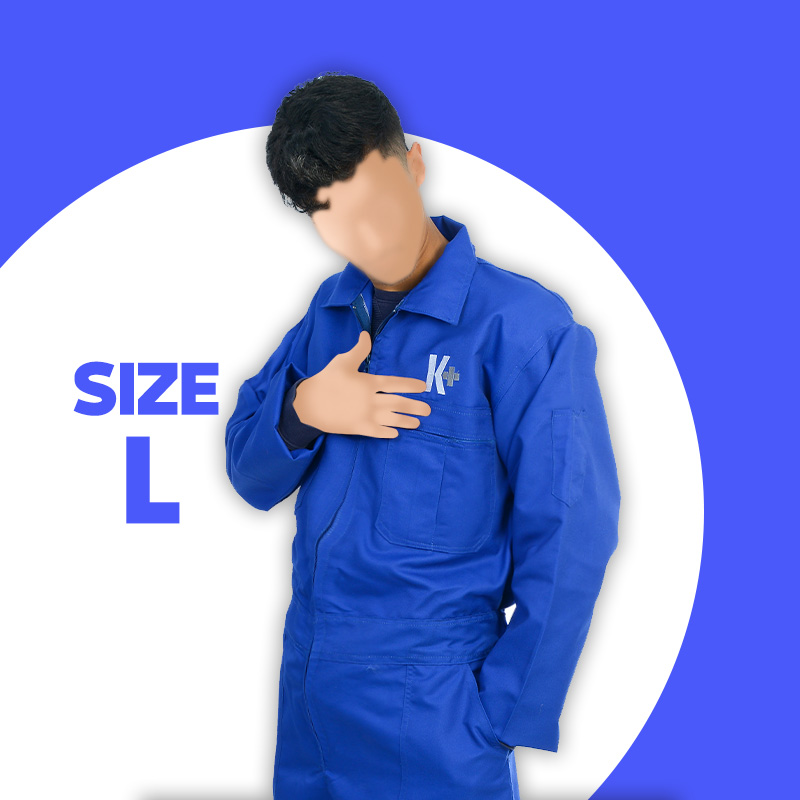 1a لباس کار سرهمی آبی با گلدوزی +K سایز لارج ( L ) - Image 1