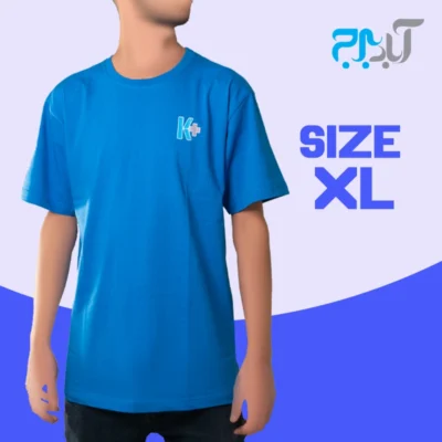 تیشرت یقه گرد آبی با چاپ +K سایز ایکس لارج ( XL )