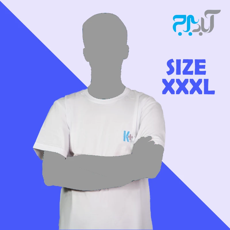 11 تیشرت یقه گرد سفید با چاپ +K سایز سه ایکس لارج ( 3XL )