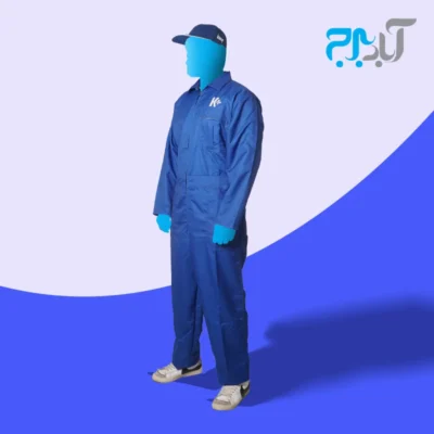 لباس کار سرهمی آبی کناف با گلدوزی +K سایز مدیوم ( M)