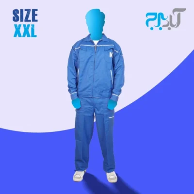لباس کار دو تکه آبی کناف با گلدوزی +K سایز دوایکس لارج ( 2XL)