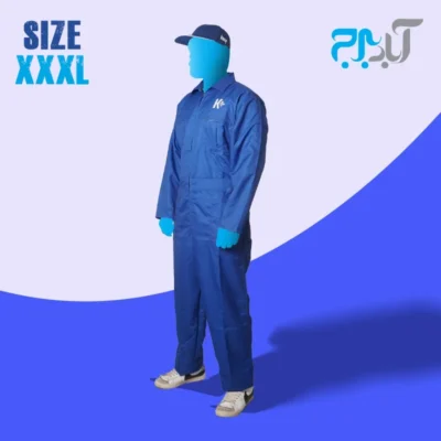 لباس کار سرهمی آبی کناف با گلدوزی +K سایز سه ایکس لارج ( 3XL)