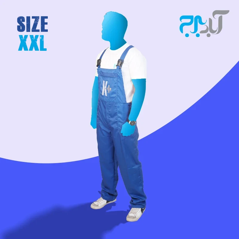 9 لباس کار دوبنده آبی کناف با گلدوزی +K سایز دوایکس لارج ( 2XL)
