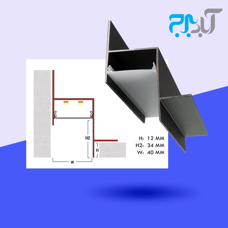 12 چفت نوری آلومینیوم tkligh35 ارتفاع 34 میلی متر و عرض 40 میلی متر مشکی - Image 1
