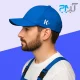 کلاه کتان کاپ دار آبی کناف با گلدوزی +K