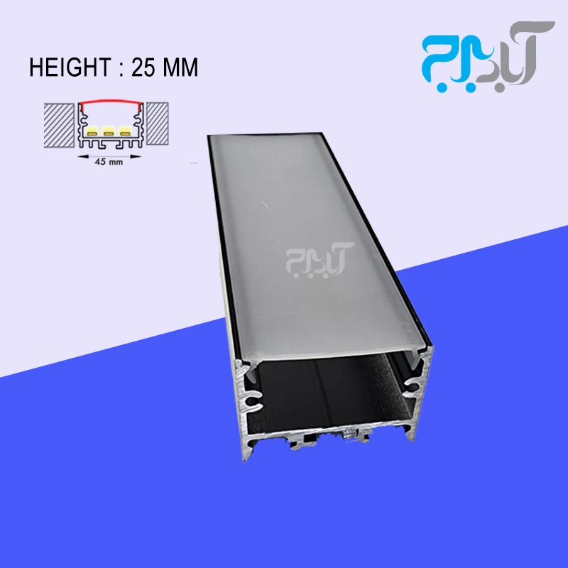 T LIGHT 45DBL BLACK لاین نوری عرض 45 میل ارتفاع 25 میل بدون لبه آلومینیومی T.light 45DBL رنگ مشکی - Image 1